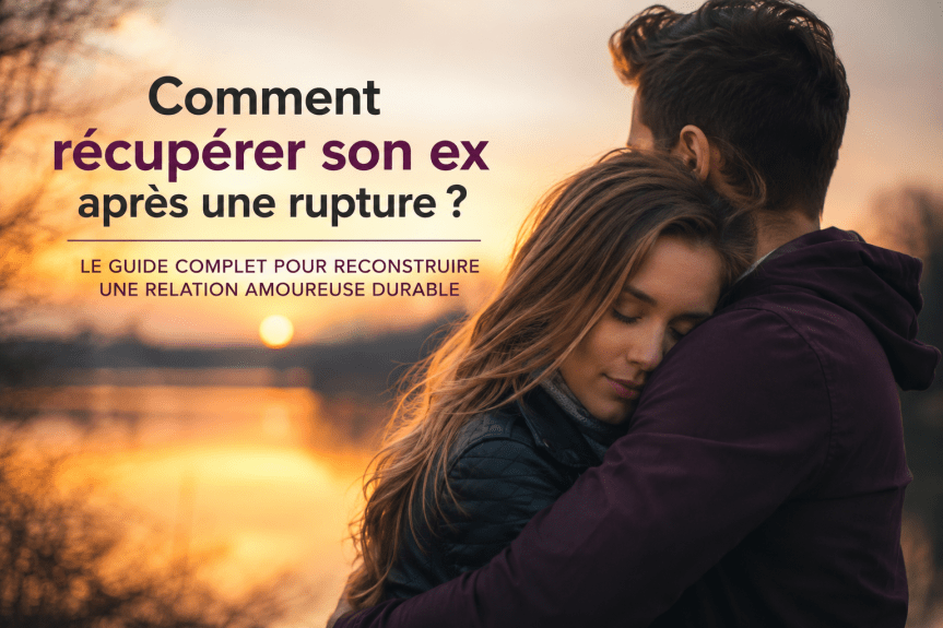 Couple amoureux se retrouvant après une rupture, illustration du guide complet pour récupérer son ex et reconstruire une relation amoureuse durable.